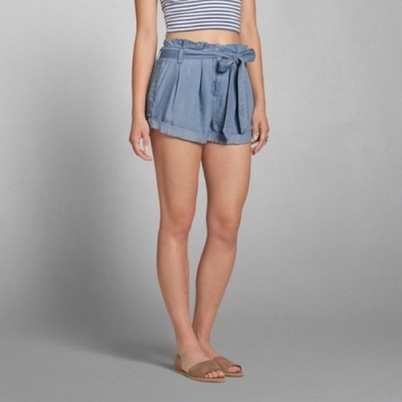 chambray paperbag shorts